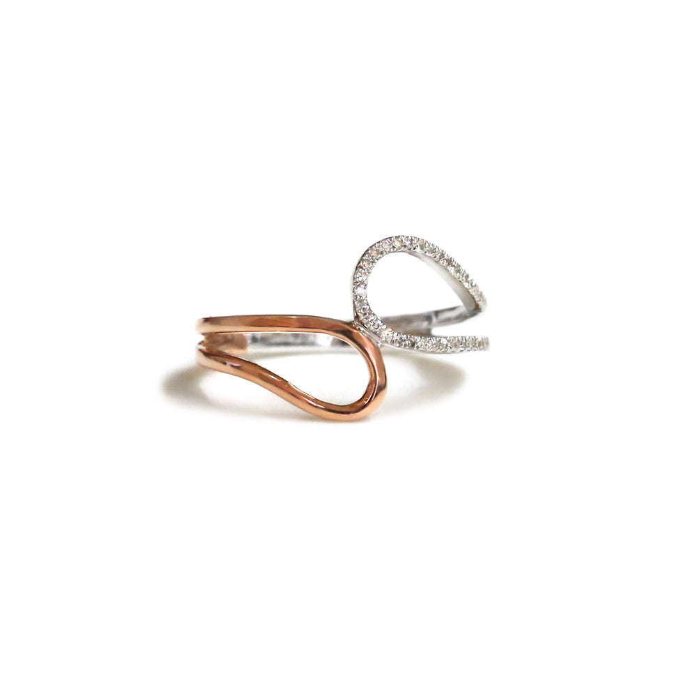 9ct Rose and white gold diamond ring - KL Diamonds