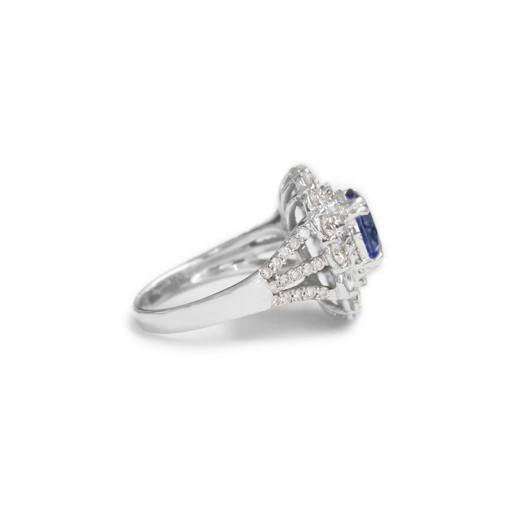 18ct White gold sapphire & diamond ring - KL Diamonds