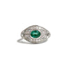 Platinum emerald and diamond ring - KL Diamonds