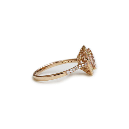 18ct Rose gold morganite and diamond ring - KL Diamonds