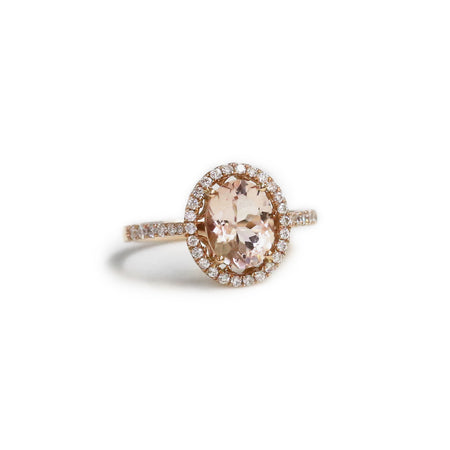 18ct Rose gold morganite and diamond ring - KL Diamonds