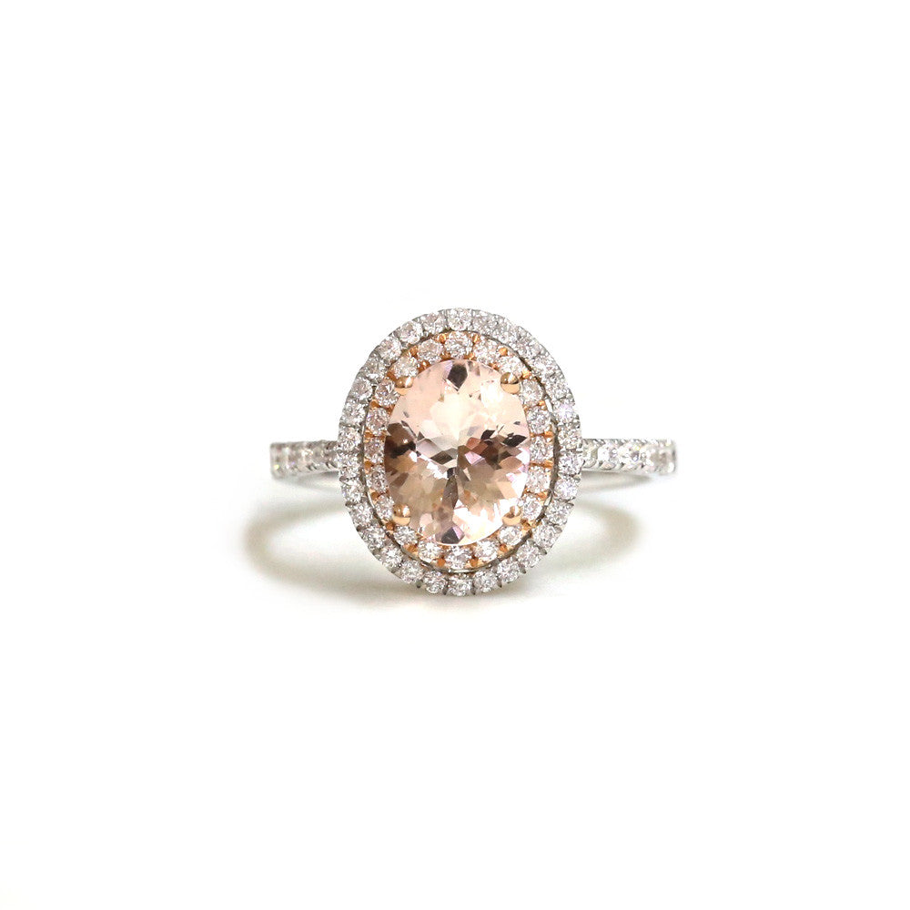 18ct White gold morganite and diamond ring - KL Diamonds
