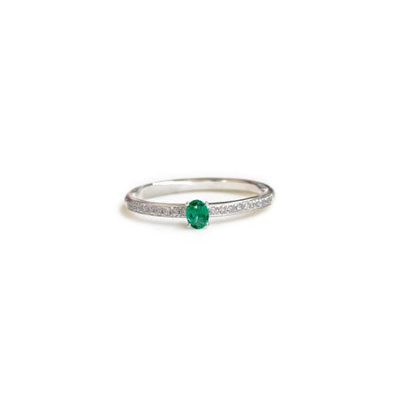 18ct White gold emerald and diamond ring - KL Diamonds