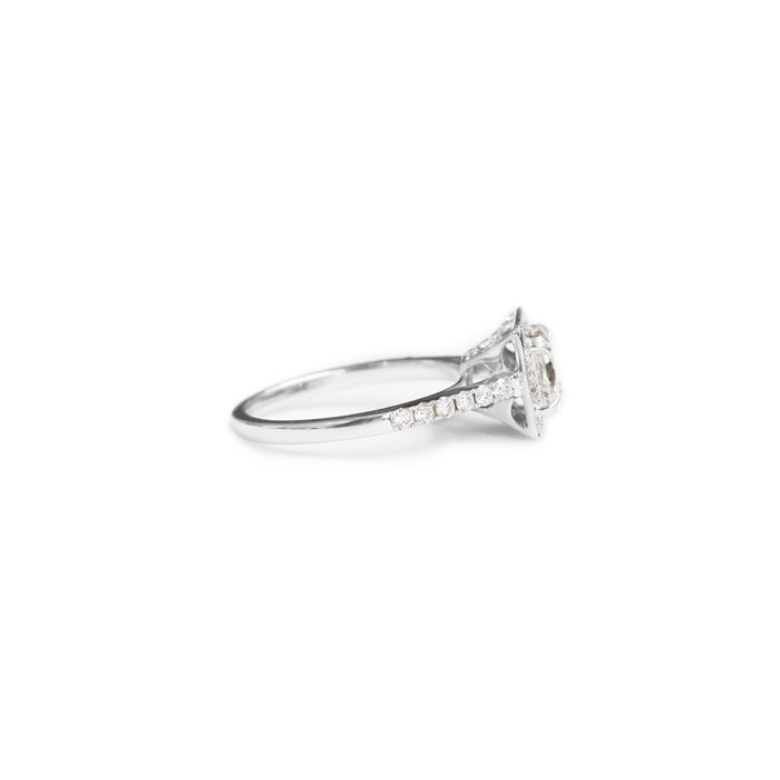18ct White diamond halo engagement ring - KL Diamonds