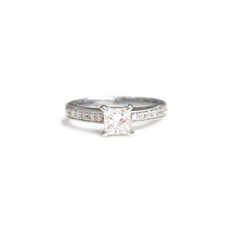 18ct White Gold Princess Cut Engagement Ring - KL Diamonds