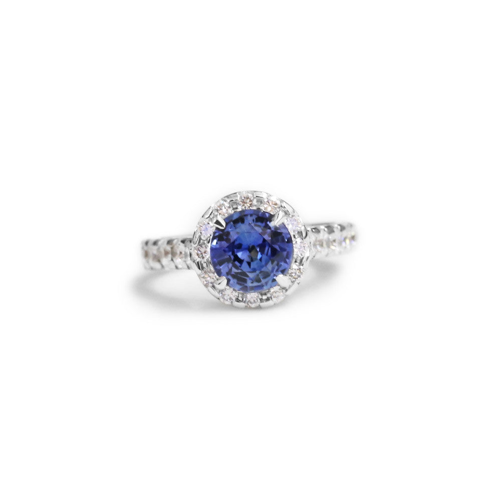 18ct White gold sapphire and diamond ring - KL Diamonds