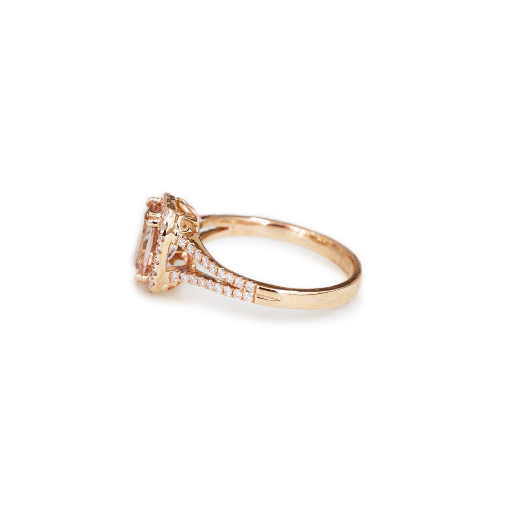 18ct Rose gold morganite & diamond ring - KL Diamonds