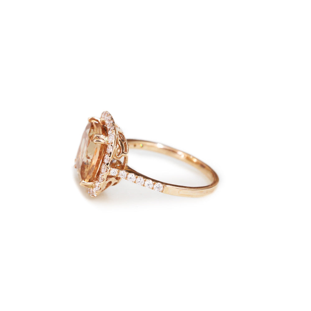 18ct Rose gold morganite & diamond ring - KL Diamonds