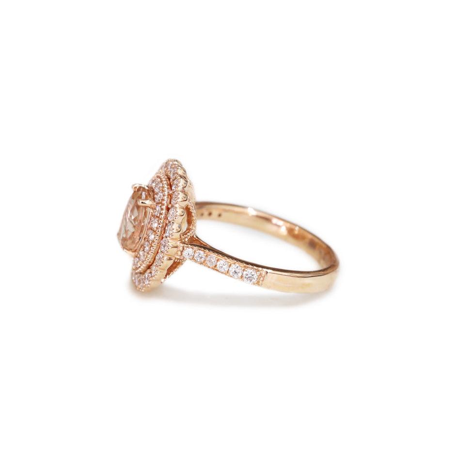18ct Rose gold morganite & diamond ring - KL Diamonds