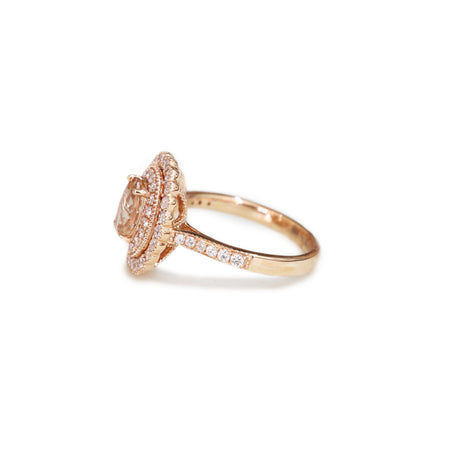18ct Rose gold morganite & diamond ring - KL Diamonds