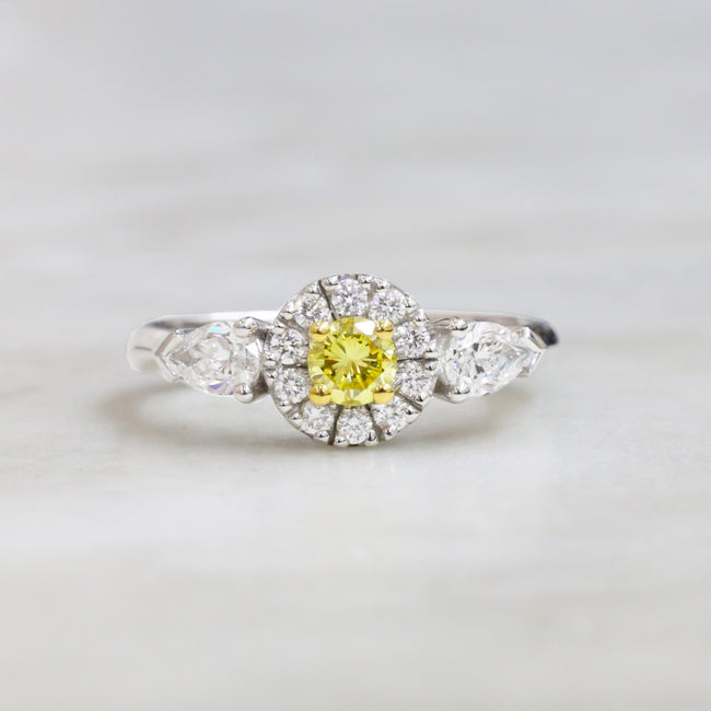 Alexandria 18K White Gold Vivid Yellow Diamond Ring