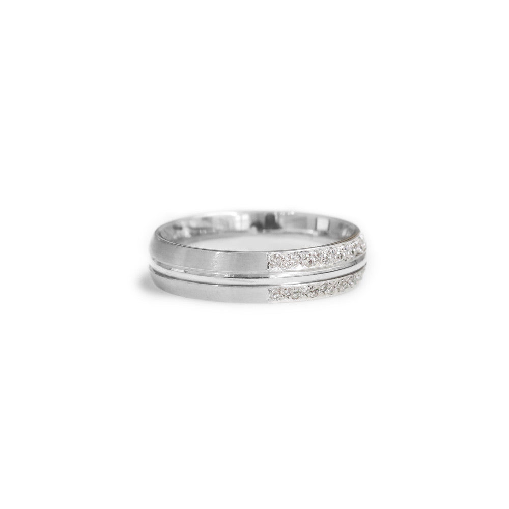 18ct white gold gents diamond wedding ring - KL Diamonds