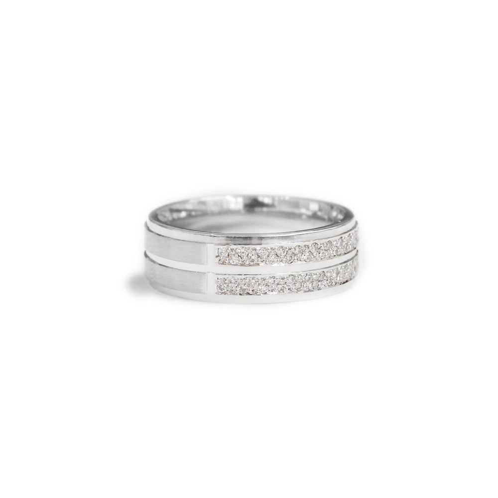 18ct White Gold Gents Diamond Wedding Ring - KL Diamonds