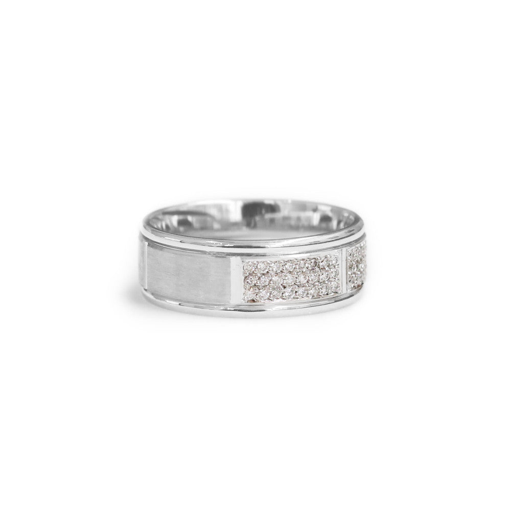 18ct White gold gents diamond wedding ring - KL Diamonds