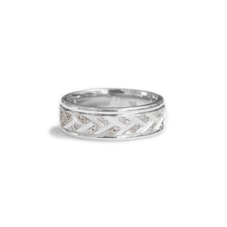18ct white gold gents diamond wedding ring - KL Diamonds