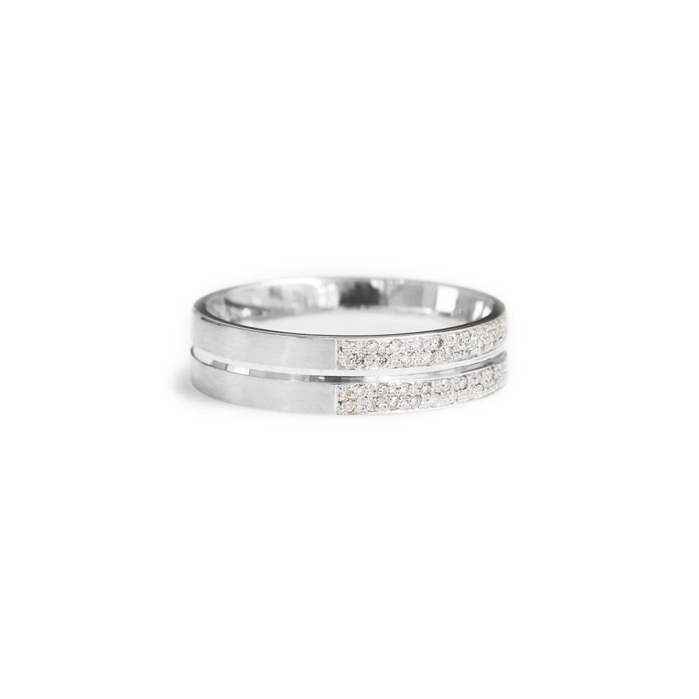 18ct White Gold Gents Diamond Wedding Ring - KL Diamonds