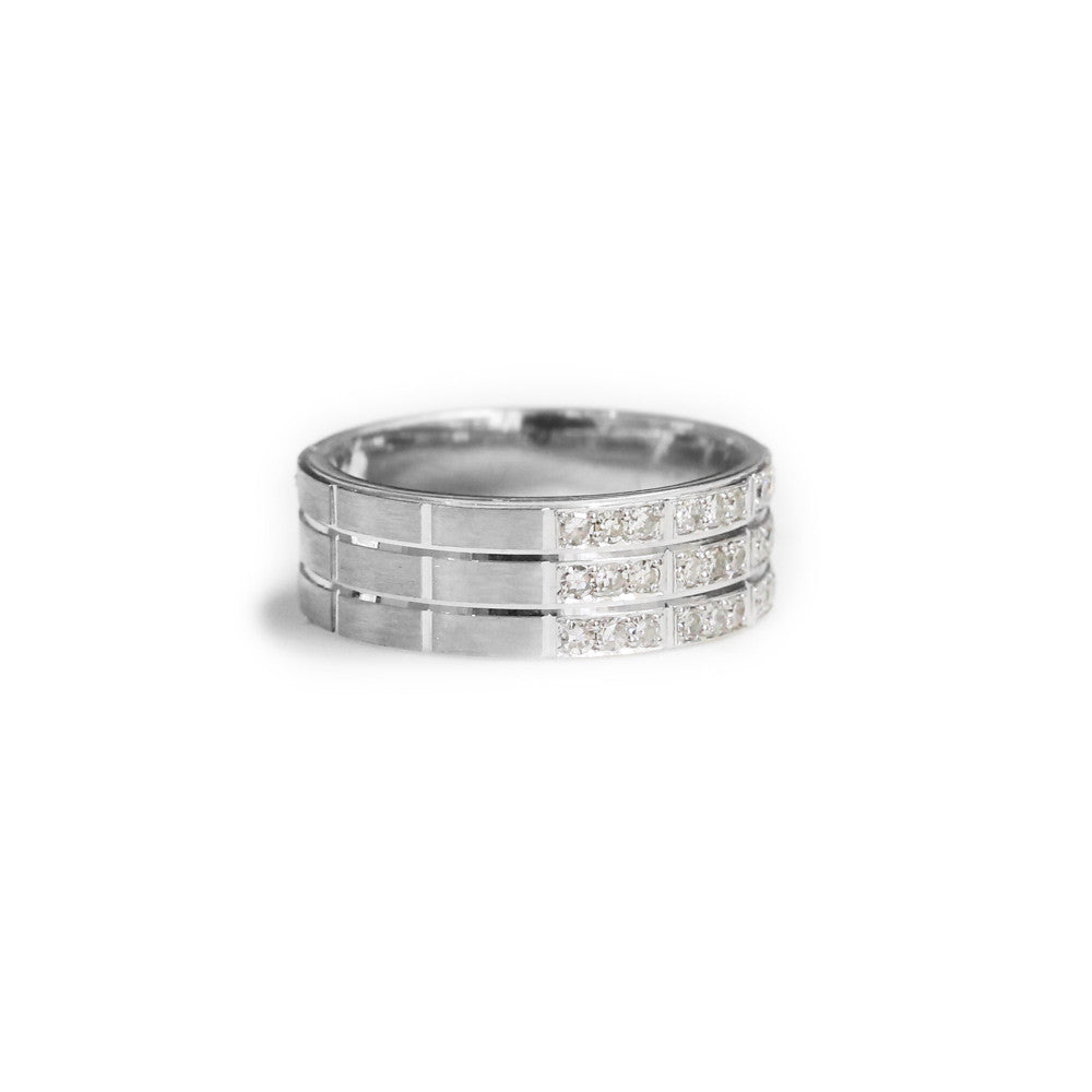 18ct White Gold Gents Diamond Wedding Ring - KL Diamonds