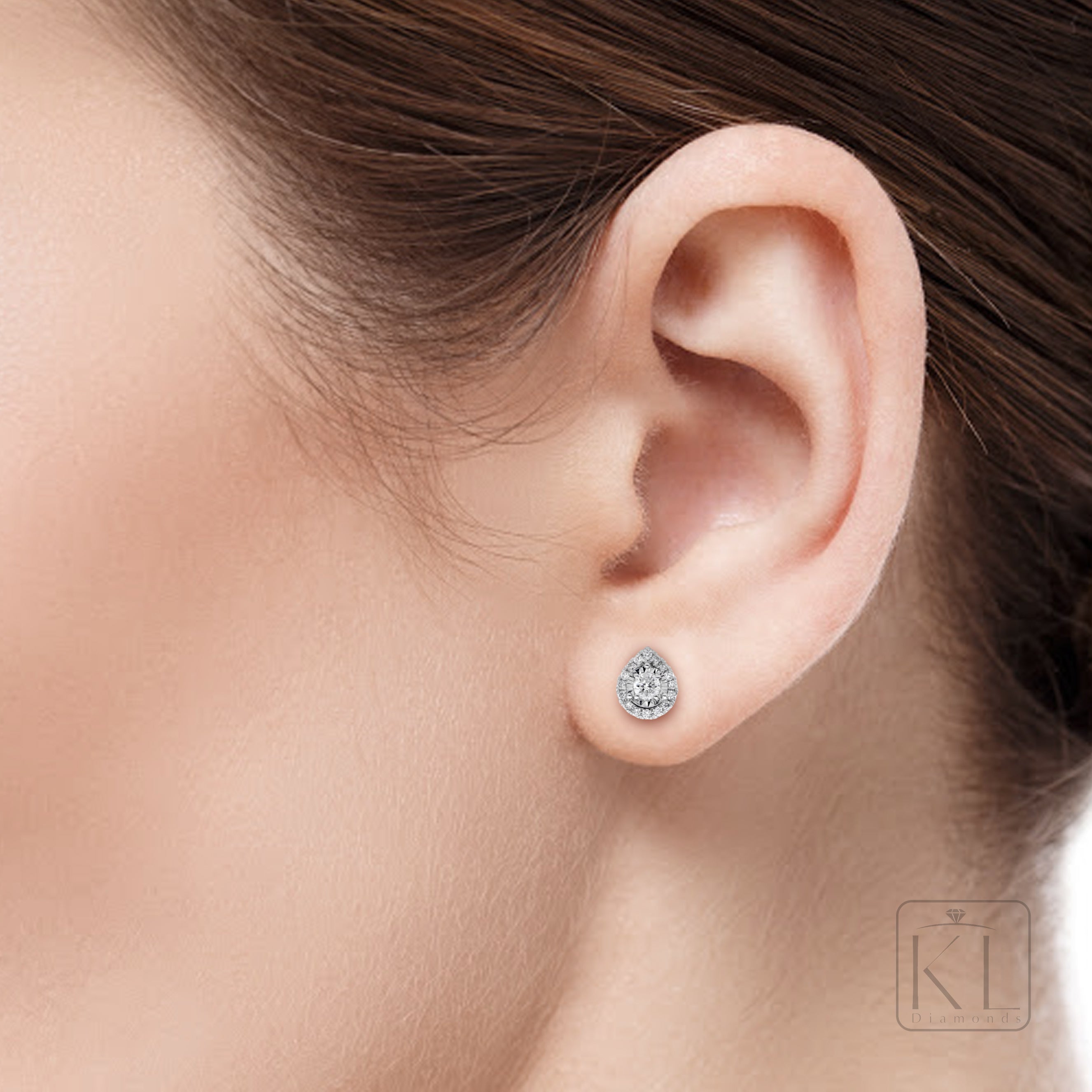 Rain Drop 9ct Gold & Diamond Earrings - KL Diamonds