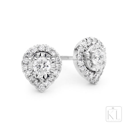 Rain Drop 9ct Gold & Diamond Earrings - KL Diamonds