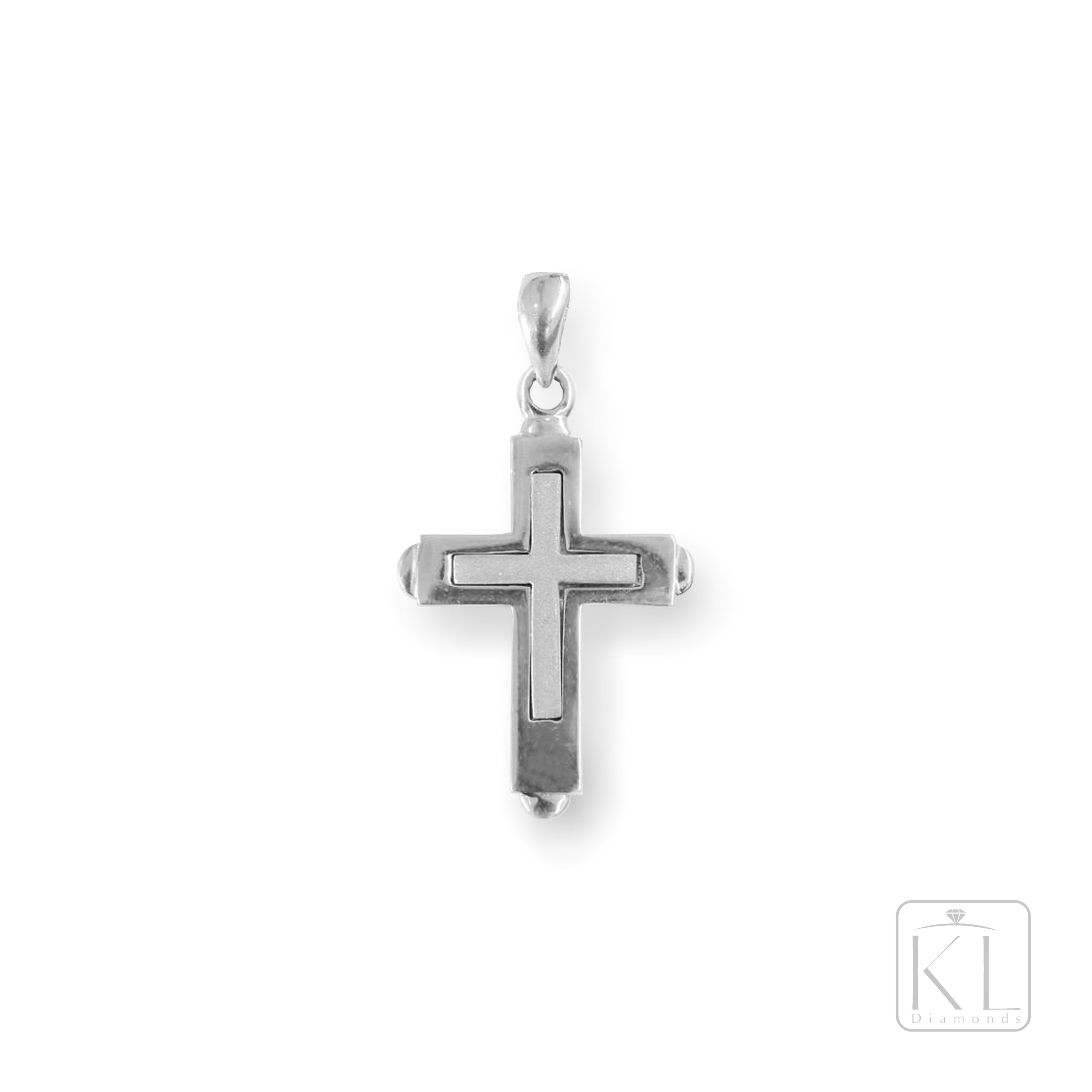 Santina 18ct White Gold Cross Pendant - KL Diamonds
