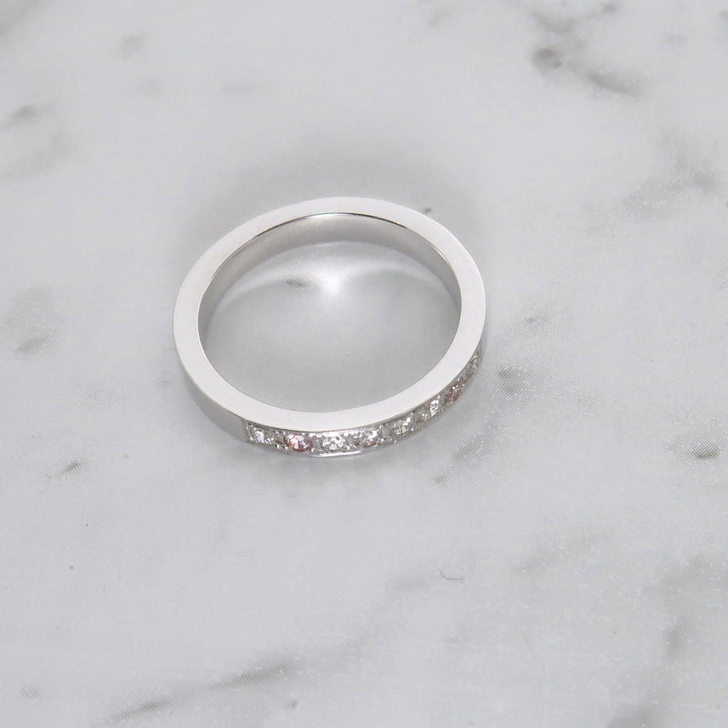 Tight Bond 18K White Gold Pink Diamond Wedding Ring