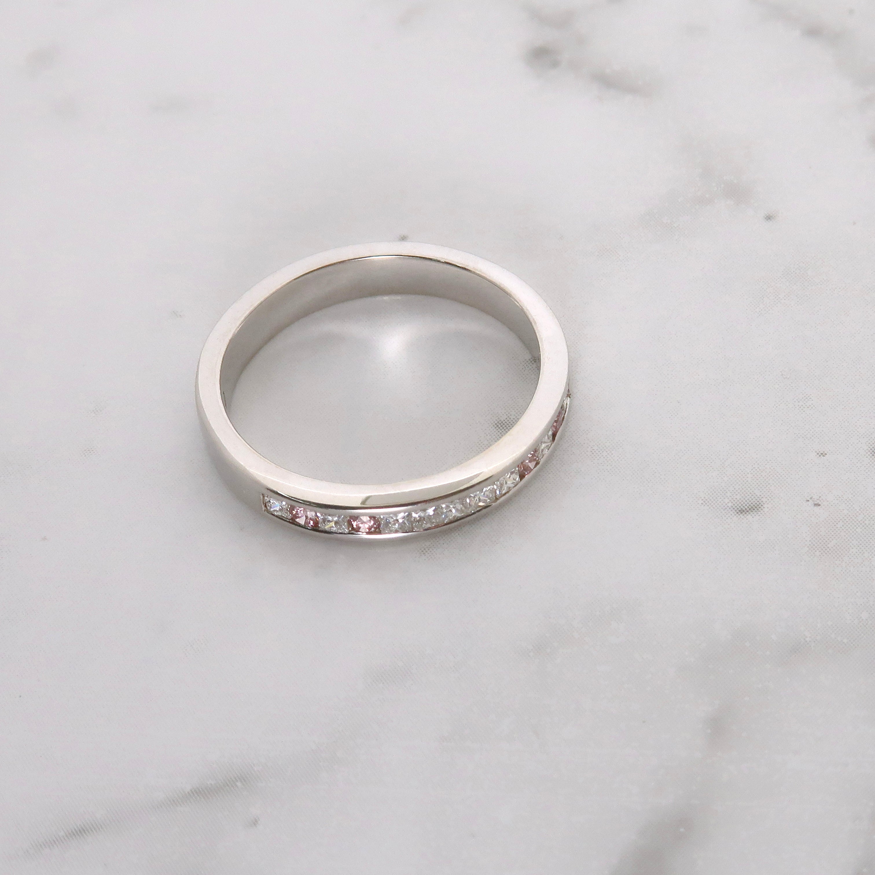 Bond Tight 18K White Gold Pink Diamond Wedding Ring